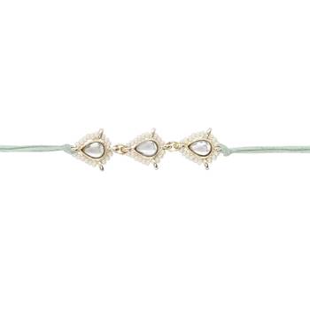 designer kundan pearl bhaiya rakhi with roli chawal & rakshabandhan card for brother/bro/bhai/men  2