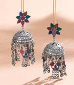 Silver plated designer jhumkas