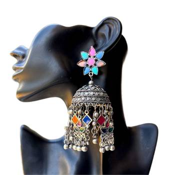 Silver plated designer jhumkas 2