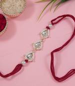 designer kundan pearl bhaiya rakhi with roli chawal & rakshabandhan card for brother/bro/bhai/men 