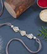 designer kundan pearl bhaiya rakhi with roli chawal & rakshabandhan card for brother/bro/bhai/men 