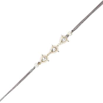designer kundan pearl bhaiya rakhi with roli chawal & rakshabandhan card for brother/bro/bhai/men  2