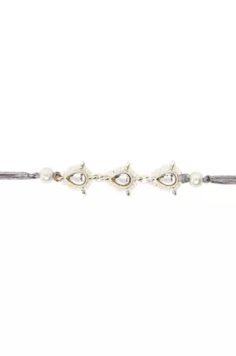 designer kundan pearl bhaiya rakhi with roli chawal & rakshabandhan card for brother/bro/bhai/men 