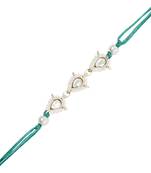 designer kundan pearl bhaiya rakhi with roli chawal & rakshabandhan card for brother/bro/bhai/men 