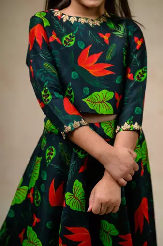 Hand embroidered flared lehenga