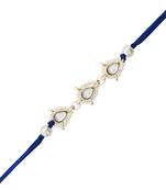 designer kundan pearl bhaiya rakhi with roli chawal & rakshabandhan card for brother/bro/bhai/men 