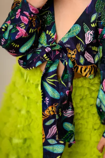 Hand embroidered gown