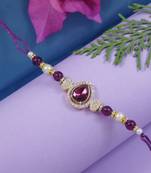 designer kundan pearl bhaiya rakhi with roli chawal for brother/bro/men with rakshabandhan card 