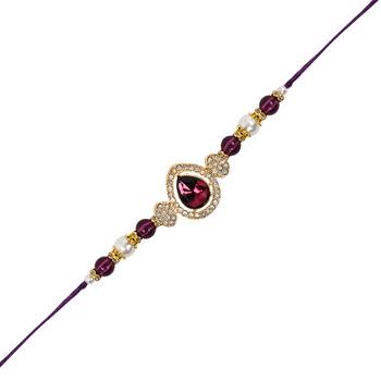 designer kundan pearl bhaiya rakhi with roli chawal for brother/bro/men with rakshabandhan card  2