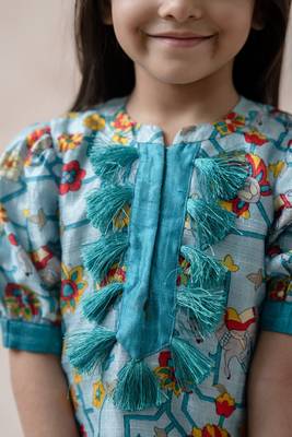 Aqua island dupion silk kurta with gharara and dupatta 3