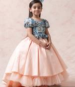 Casal grey pink printed princess silk gown