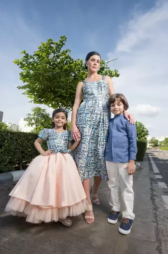 Casal grey pink printed princess silk gown