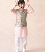 Patola print nehru jacket with kurta and pyjama