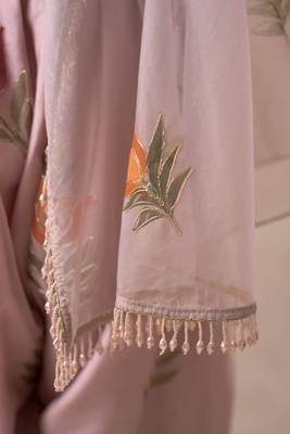 Hand embroidered crop top with pleated dhoti pants and cape 4