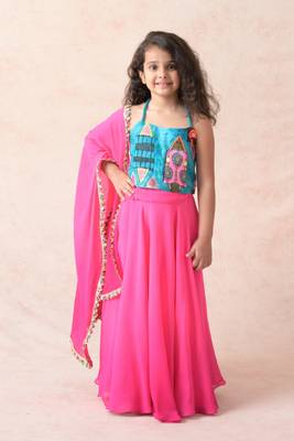 Hand embroidered top with lehenga & dupatta 1