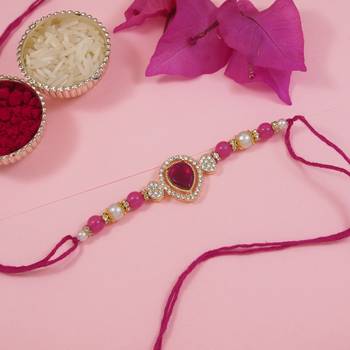 designer kundan pearl bhaiya rakhi with roli chawal for brother/bro/men with rakshabandhan card  1