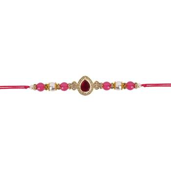 designer kundan pearl bhaiya rakhi with roli chawal for brother/bro/men with rakshabandhan card  3