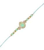 designer kundan pearl bhaiya rakhi with roli chawal for brother/bro/men with rakshabandhan card 