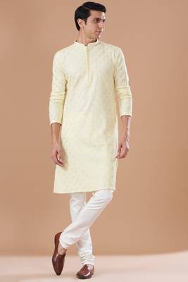 Arruga stylish cream sequins embroidery kurta pyjama 1