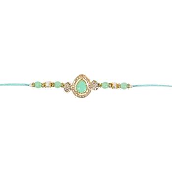designer kundan pearl bhaiya rakhi with roli chawal for brother/bro/men with rakshabandhan card  2