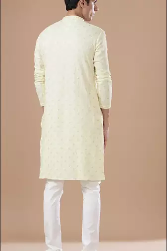 Arruga stylish cream sequins embroidery kurta pyjama