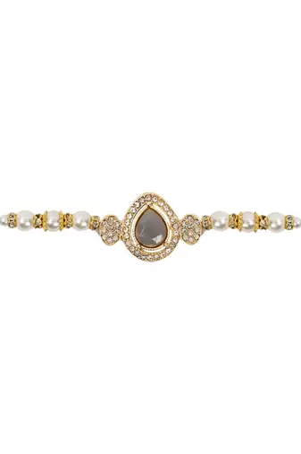 designer kundan pearl bhaiya rakhi with roli chawal for brother/bro/men with rakshabandhan card 