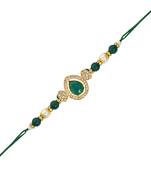 designer kundan pearl bhaiya rakhi with roli chawal for brother/bro/men with rakshabandhan card 