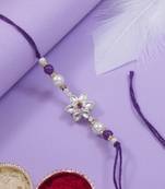designer kundan pearl bhaiya rakhi with roli chawal & rakshabandhan card for brother/bro/bhai/men 