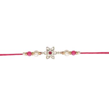 designer kundan pearl bhaiya rakhi with roli chawal & rakshabandhan card for brother/bro/bhai/men  3