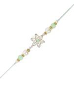 designer kundan pearl bhaiya rakhi with roli chawal & rakshabandhan card for brother/bro/bhai/men 