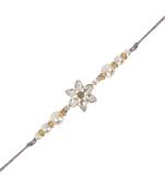 designer kundan pearl bhaiya rakhi with roli chawal & rakshabandhan card for brother/bro/bhai/men 