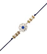 designer kundan pearl rakhi with roli chawal & rakshabandhan card for brother/bro/bhai/men 