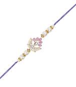 designer kundan pearl rakhi with roli chawal & rakshabandhan card for brother/bro/bhai/men 