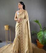 Matka silk soft saree with all over beautiful work and mottifs 