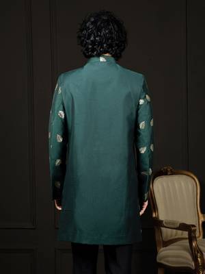 Men'S Green Viscose Sherwani Only Top 3