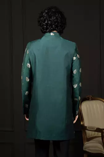 Men'S Green Viscose Sherwani Only Top
