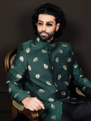 Men'S Green Viscose Sherwani Only Top 4