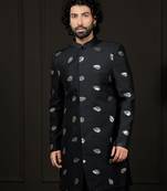 Men'S Black Viscose Sherwani Only Top