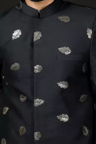 Men'S Black Viscose Sherwani Only Top