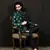 men's green and black jacquard viscose sherwani set