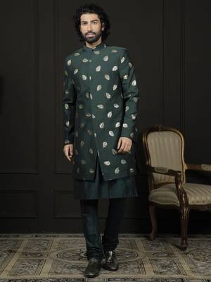 Men'S Green Viscose Sherwani Set 1