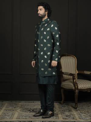 Men'S Green Viscose Sherwani Set 2