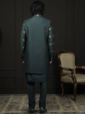 Men'S Green Viscose Sherwani Set 3