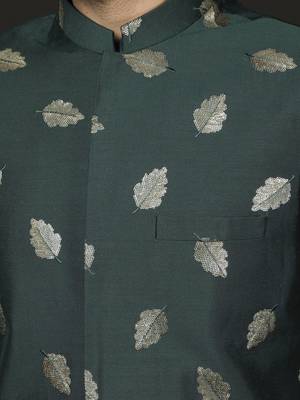 Men'S Green Viscose Sherwani Set 4