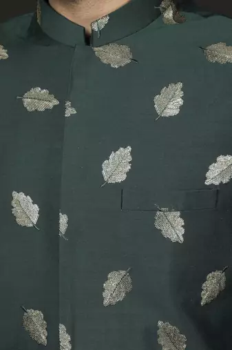 Men'S Green Viscose Sherwani Set
