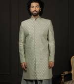 Men'S Green Silk Blend Sherwani Only Top