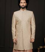 Men'S Peach Silk Blend Sherwani Only Top