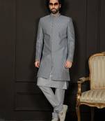 Aqua And Powder Blue Viscose Sherwani Set