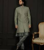 Green And Olive Green Viscose Sherwani Set