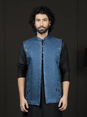 Silk Blend Nehru Jacket 1